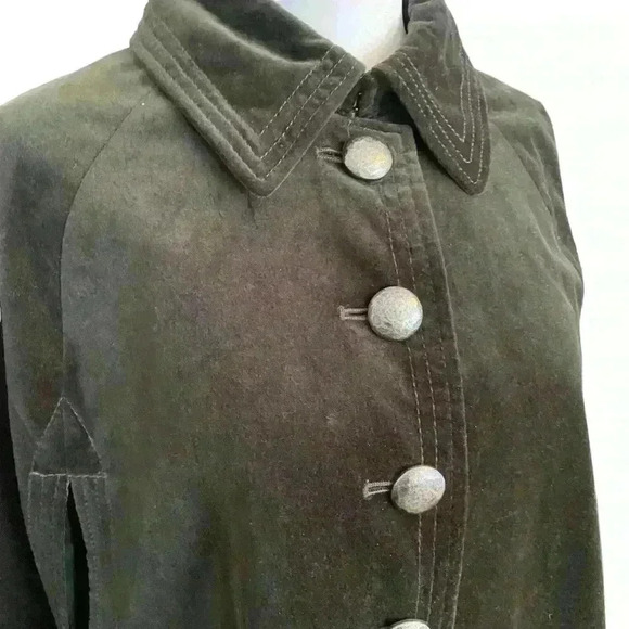 Vintage Nine West Velvet Cape/Wrap Size S Dark Green Button front Oversized Fall - Picture 3 of 15